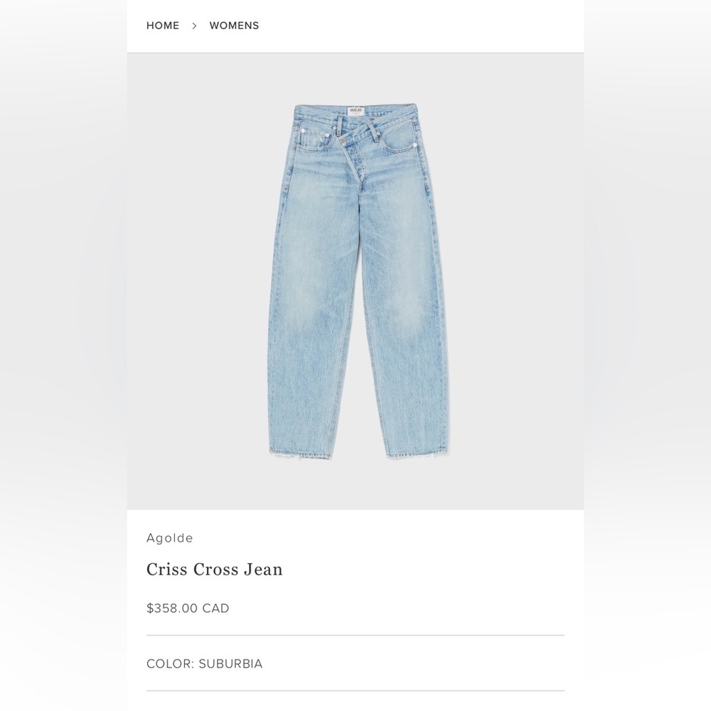 Agolde Criss Cross Jean Sz 24